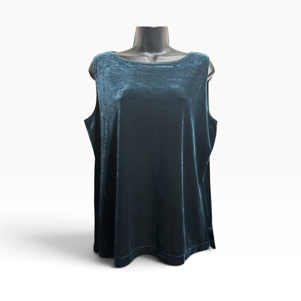 Chico’s Velvet Shell Top Women’s Large in Jewel Teal Blue